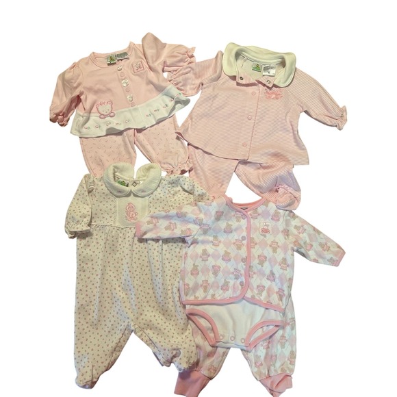 VTG Sesame Street Baby Set of 4 Elmo Outfits PJ's Girl 0-3months - Picture 1 of 11